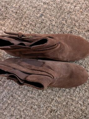 Ralph Lauren Brown Suede Heeled Ankle Boots